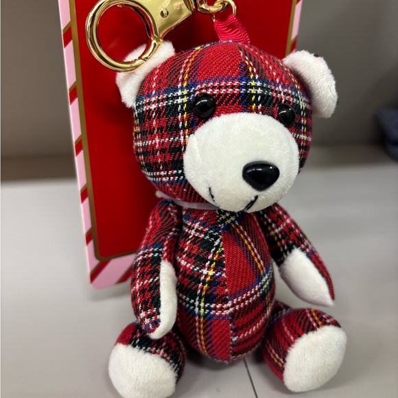 Piper K Plaid Teddy Bear Bag Charm & Keychain - Picture 2 of 2